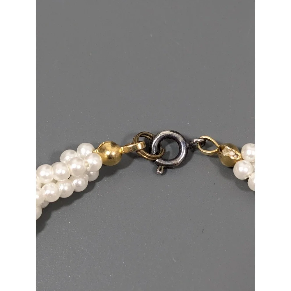 Vintage‎ White Faux Pearl Twist Multi Strand Classic Bracelet 7.5 inch